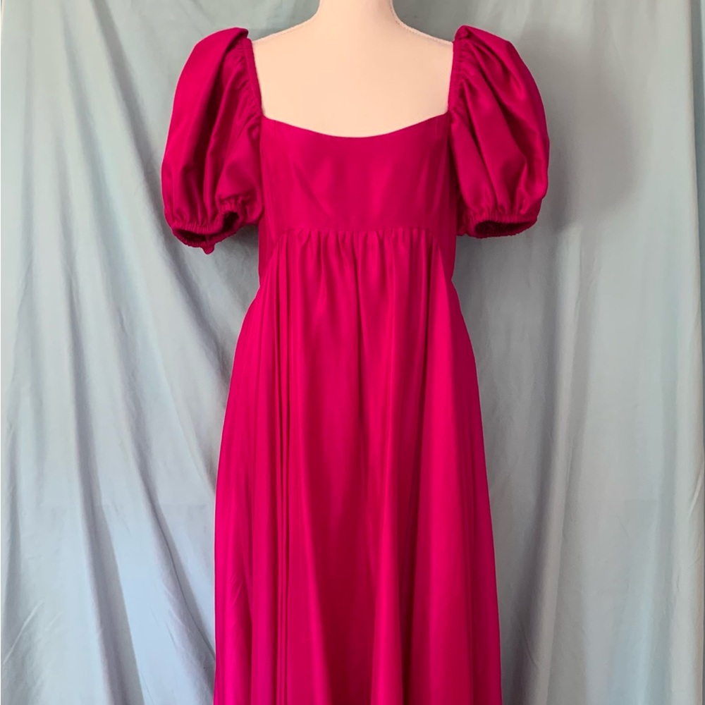 Azeeza Rory Puff Sleeve Dress in Magenta